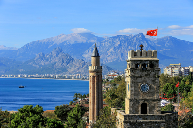 Historical tower in Kaleiçi, Antalya in Turkey