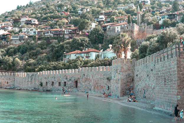 Beach in historical Alanya Castle in Antalya, Turkey